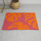 monstera pink orange summer plant leaves Rug Gallery Image 1