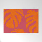 monstera pink orange summer plant leaves Welcome Mat Gallery Image 1