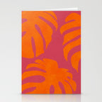 monstera pink orange summer plant leaves Stationery Card Gallery Image 2