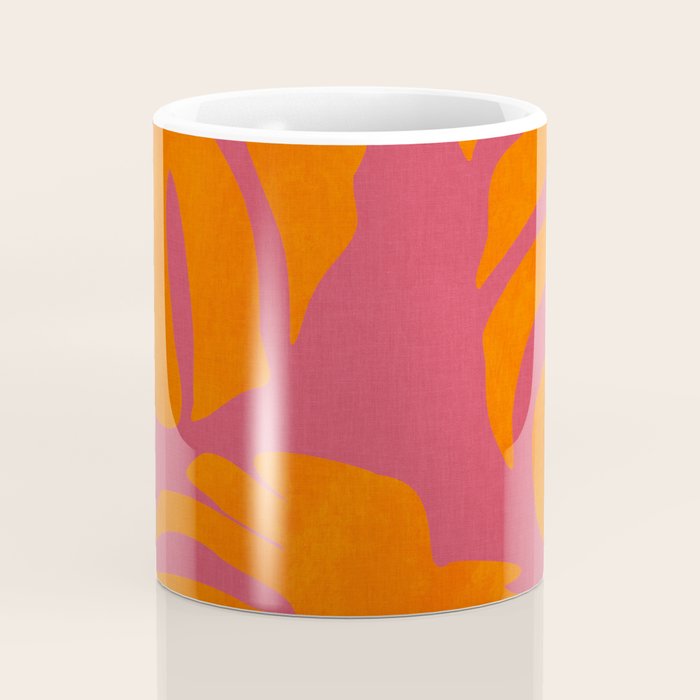 monstera pink orange summer plant leaves Coffee Mug Gallery Image 4
