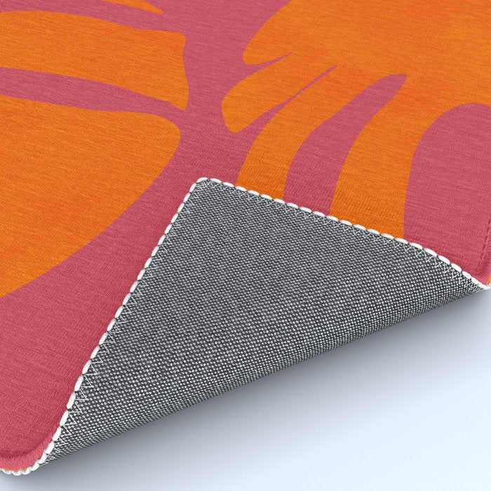 monstera pink orange summer plant leaves Rug Gallery Image 4