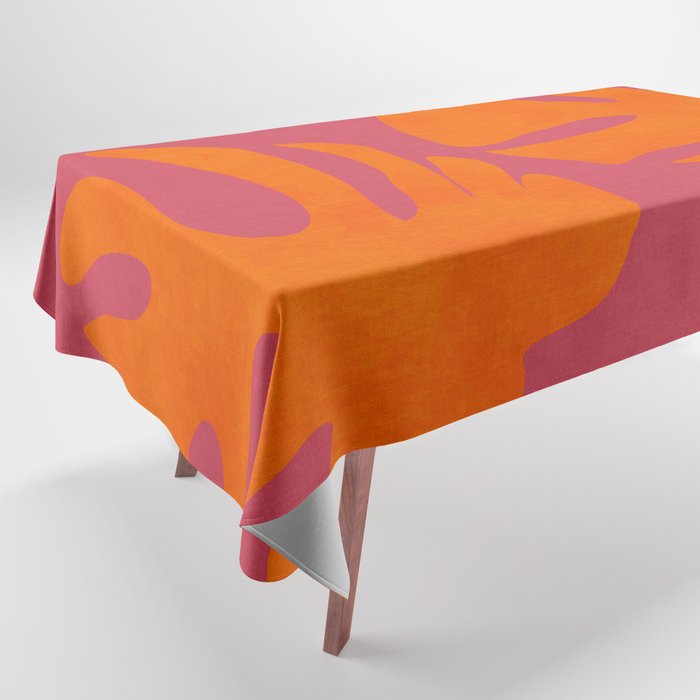 monstera pink orange summer plant leaves Tablecloth Gallery Image 1