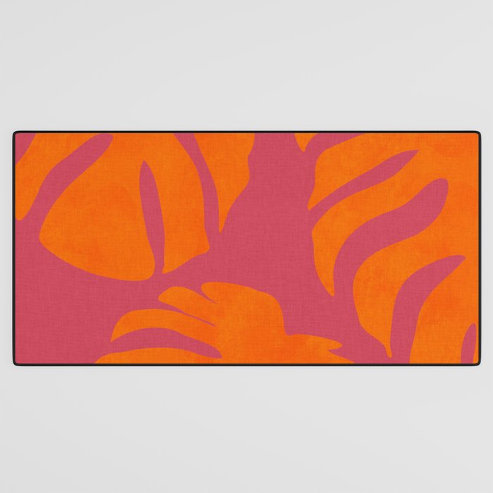 monstera pink orange summer plant leaves Desk Mat Gallery Image 3