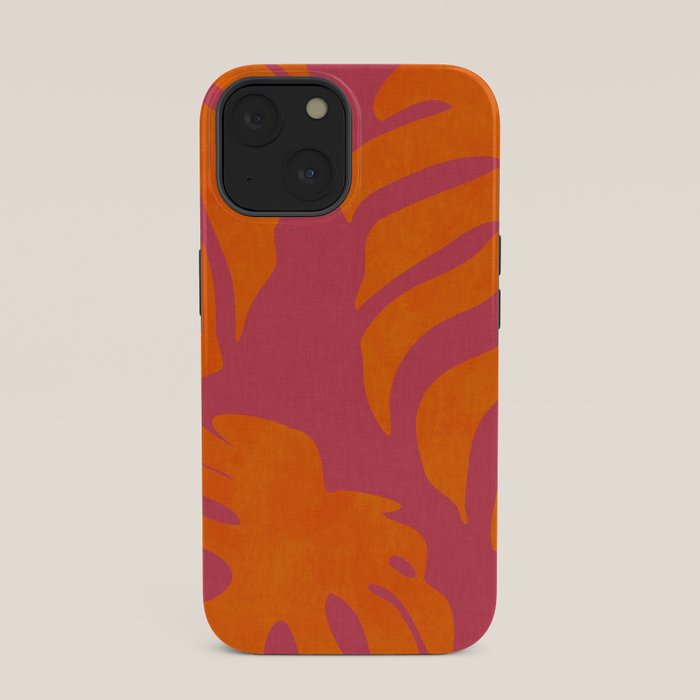 monstera pink orange summer plant leaves iPhone Case Gallery Image 33