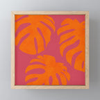 monstera pink orange summer plant leaves Mini Art Print Gallery Image 1