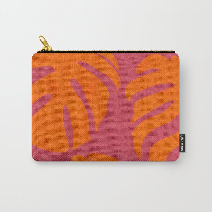 monstera pink orange summer plant leaves Carry All Pouch Gallery Image 1