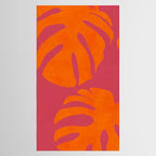 monstera pink orange summer plant leaves Tablecloth Gallery Image 2