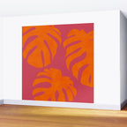 monstera pink orange summer plant leaves Wall Mural Gallery Image 2
