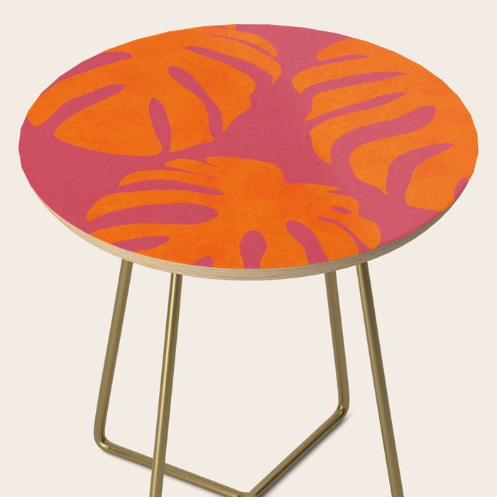 monstera pink orange summer plant leaves Side Table Gallery Image 2