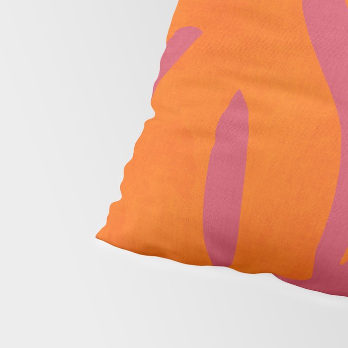 monstera pink orange summer plant leaves Pillow Sham Gallery Image 4