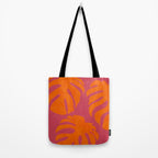 monstera pink orange summer plant leaves Tote Bag Gallery Image 2