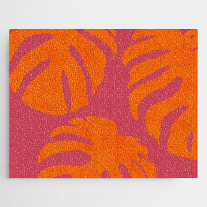 monstera pink orange summer plant leaves Jigsaw Puzzle Gallery Image 1