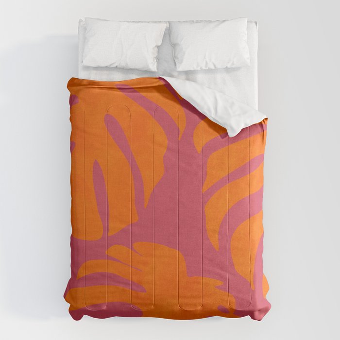 monstera pink orange summer plant leaves Comforter Gallery Image 6