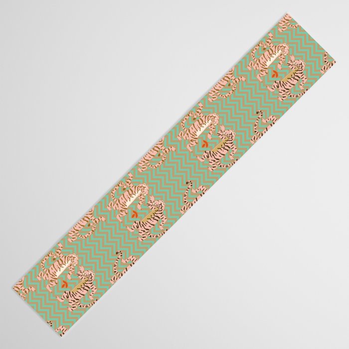 Dancing tiger Zig zag tiger - mint sand Table Runner Gallery Image 3