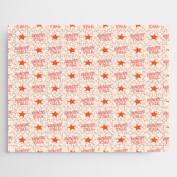 Southern Welcome: Howdy Y'all (bright pink and orange old west letters) Jigsaw Puzzle Gallery Image 1