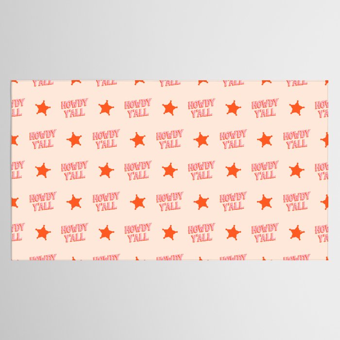 Southern Welcome: Howdy Y'all (bright pink and orange old west letters) Tablecloth Gallery Image 2