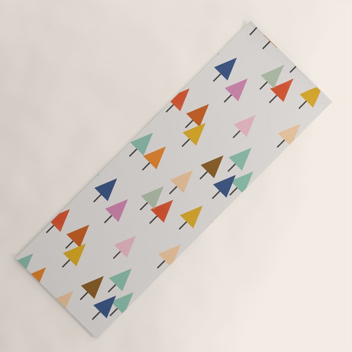 Pastel Triangle Trees: Cozy Winter Vibes with Modern Charm Yoga Mat Gallery Image 1