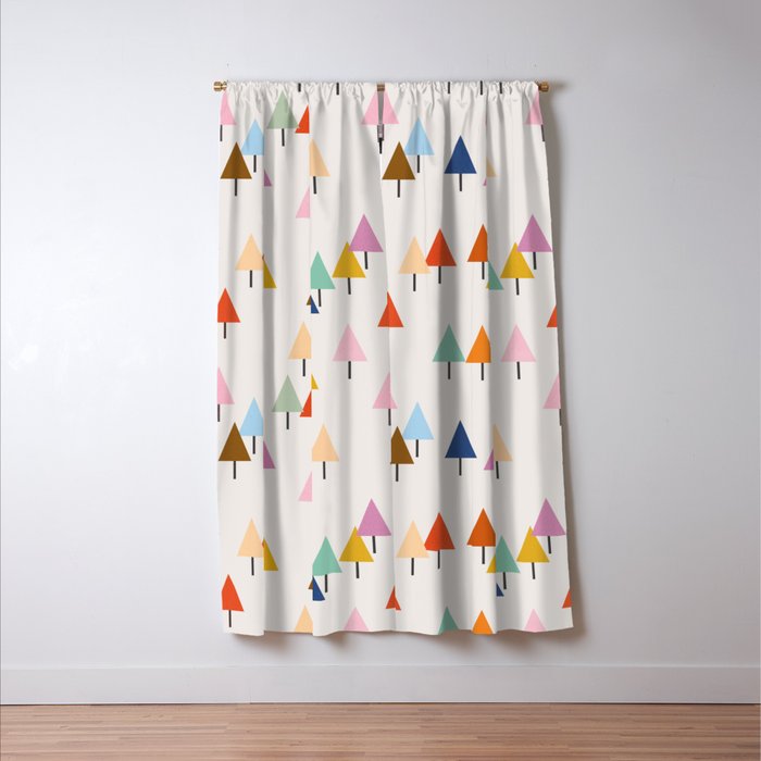 Pastel Triangle Trees: Cozy Winter Vibes with Modern Charm Window Curtain Gallery Image 3