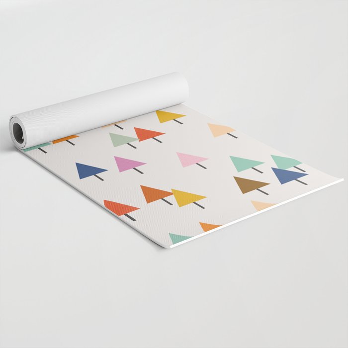 Pastel Triangle Trees: Cozy Winter Vibes with Modern Charm Yoga Mat Gallery Image 2