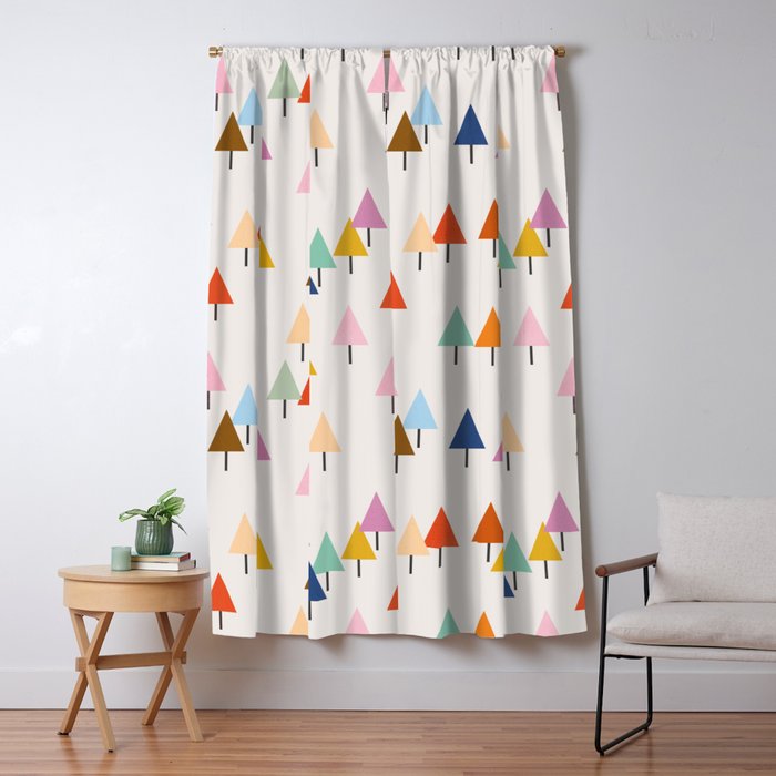 Pastel Triangle Trees: Cozy Winter Vibes with Modern Charm Window Curtain Gallery Image 5