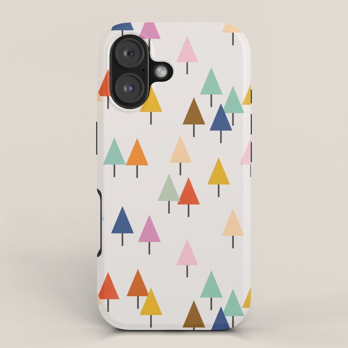 Pastel Triangle Trees: Cozy Winter Vibes with Modern Charm iPhone Case Gallery Image 1