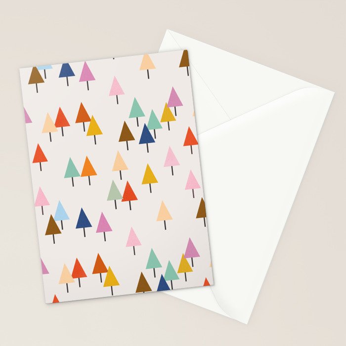 Pastel Triangle Trees: Cozy Winter Vibes with Modern Charm Stationery Card Gallery Image 2