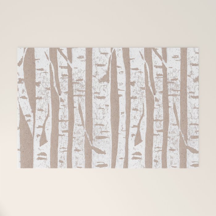 Woodcut Birches Welcome Mat Gallery Image 1