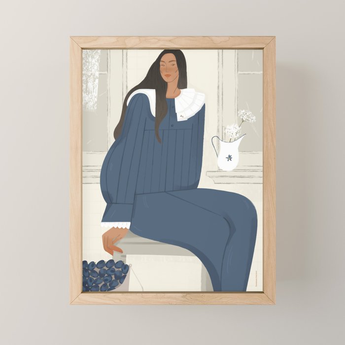 portrait of a girl with plums Mini Art Print Gallery Image 1