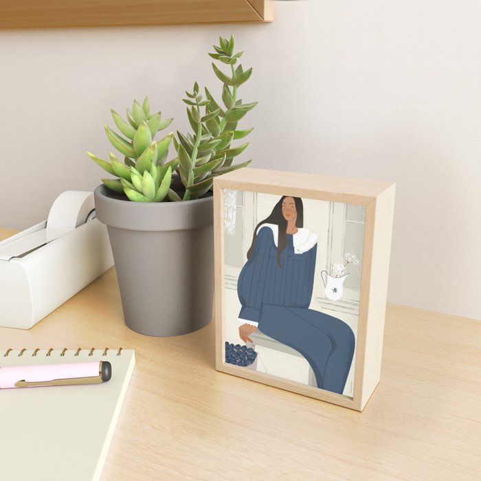  portrait of a girl with plums Mini Art Print Gallery Image 2