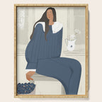  portrait of a girl with plums Serving Tray Gallery Image 1