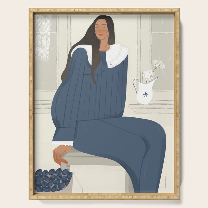  portrait of a girl with plums Serving Tray Gallery Image 1