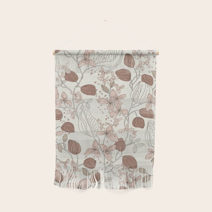 Floral elegance relaxed textured mocha cream Wall Hanging Gallery Image 1