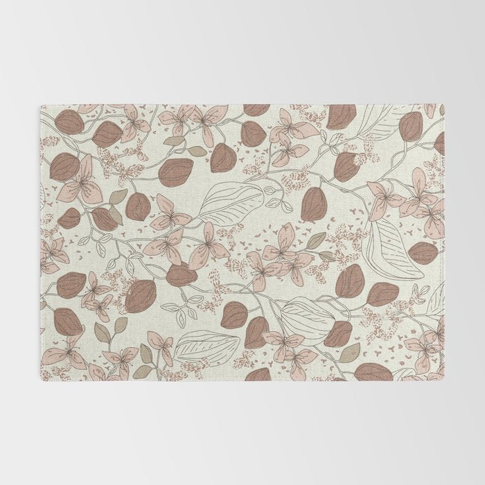 Floral elegance relaxed textured mocha cream Rug Gallery Image 2