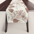 Floral elegance relaxed textured mocha cream Table Runner Gallery Image 1