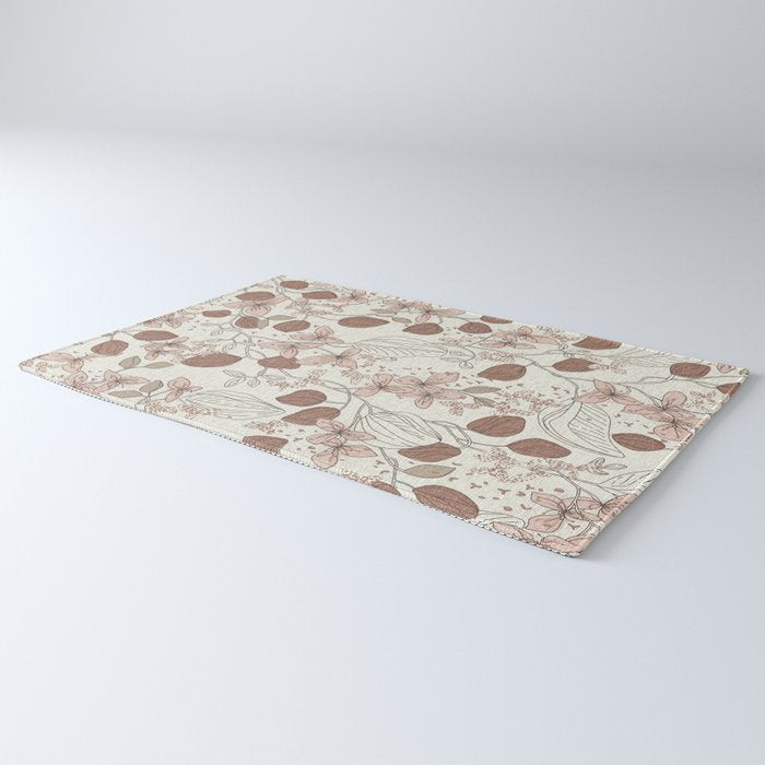 Floral elegance relaxed textured mocha cream Rug Gallery Image 3