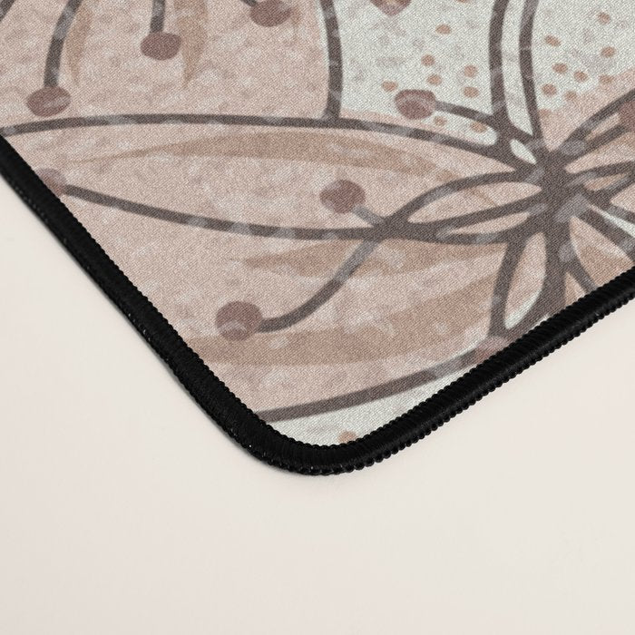 Floral elegance relaxed textured mocha cream Desk Mat Gallery Image 4