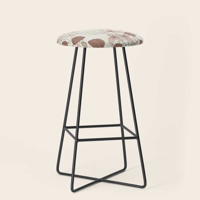 Floral elegance relaxed textured mocha cream Stool Gallery Image 1