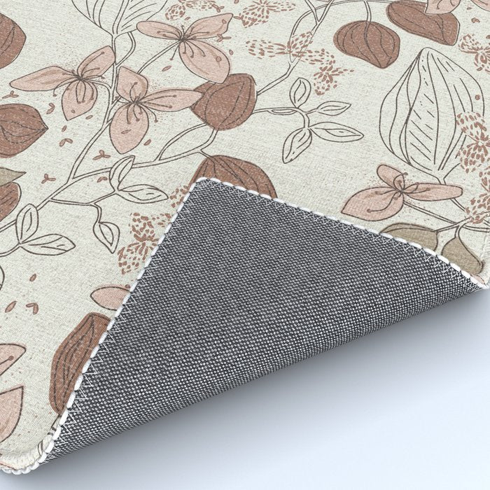 Floral elegance relaxed textured mocha cream Rug Gallery Image 4