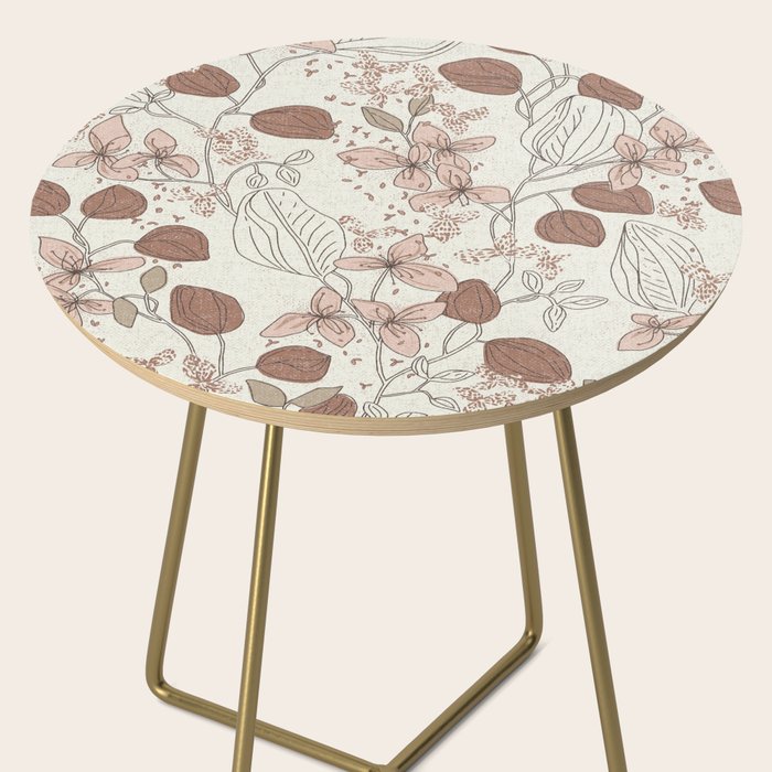 Floral elegance relaxed textured mocha cream Side Table Gallery Image 2