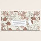 Floral elegance relaxed textured mocha cream Desk Mat Gallery Image 1