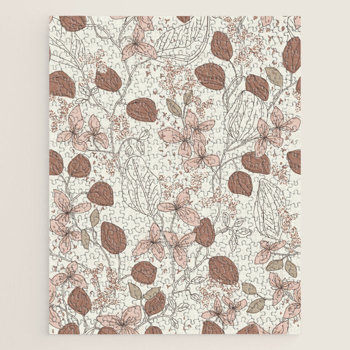 Floral elegance relaxed textured mocha cream Jigsaw Puzzle Gallery Image 1