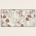 Floral elegance relaxed textured mocha cream Desk Mat Gallery Image 3