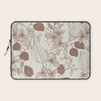 Floral elegance relaxed textured mocha cream Laptop Sleeve Gallery Image 1