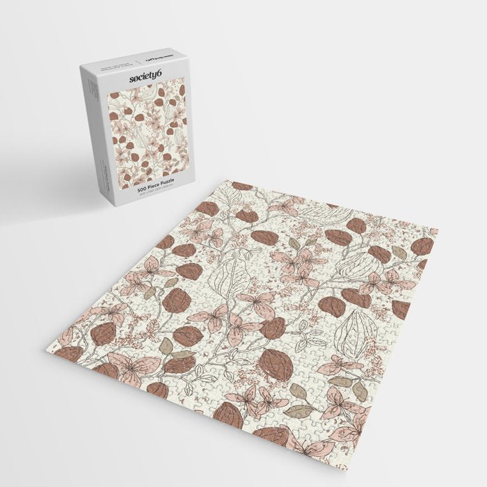 Floral elegance relaxed textured mocha cream Jigsaw Puzzle Gallery Image 2