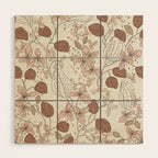 Floral elegance relaxed textured mocha cream Wood Wall Art Gallery Image 1