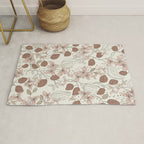 Floral elegance relaxed textured mocha cream Rug Gallery Image 1