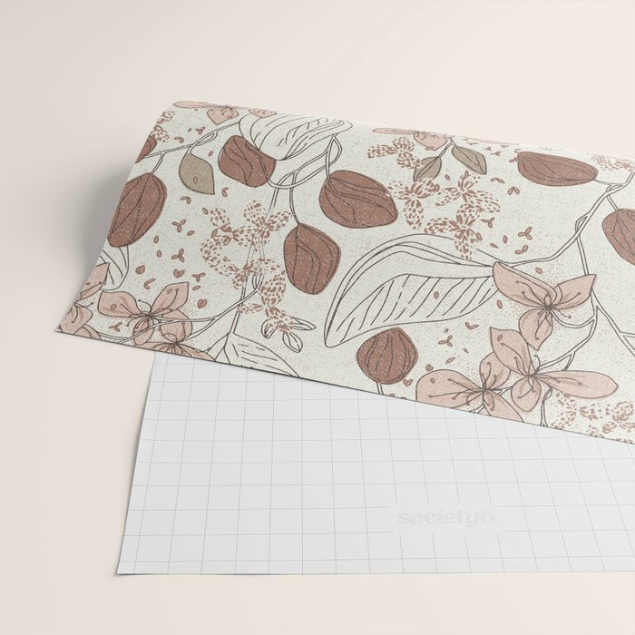 Floral elegance relaxed textured mocha cream Wrapping Paper Gallery Image 2