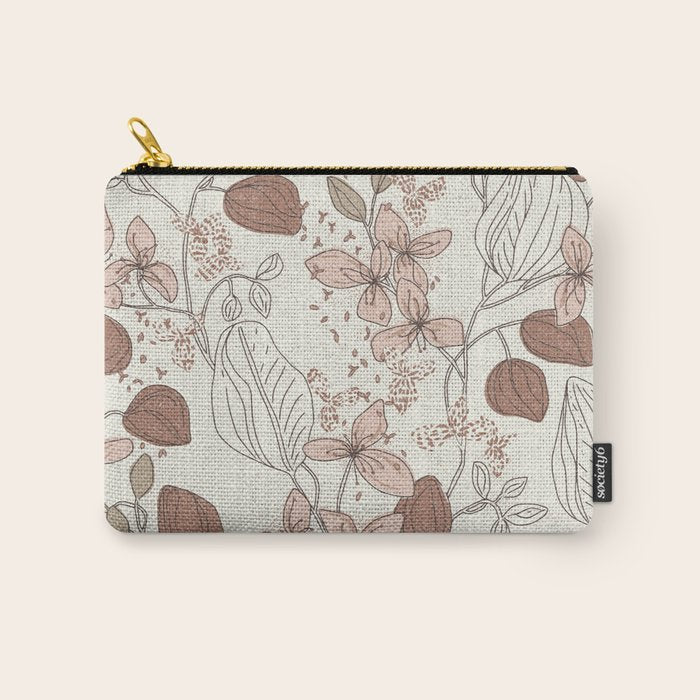 Floral elegance relaxed textured mocha cream Carry All Pouch Gallery Image 1
