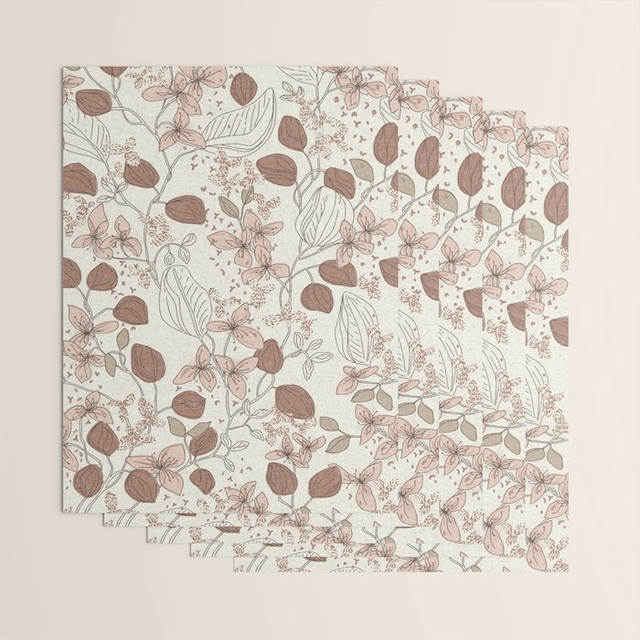 Floral elegance relaxed textured mocha cream Wrapping Paper Gallery Image 3