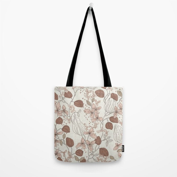 Floral elegance relaxed textured mocha cream Tote Bag Gallery Image 2